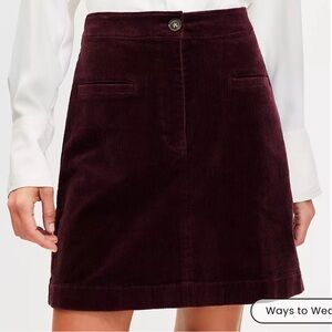 NWT Women’s Loft Corduroy Mini Pocket Skirt Size 2